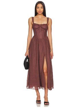 NWOT Bardot x REVOLVE Esra Midi Dress Chocolate Brown Sz M (US 6)